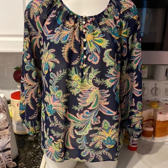 G womens Chaps pretty 3/4 sleeve regular size blouse size XL.  EUC - Picture 1 of 3